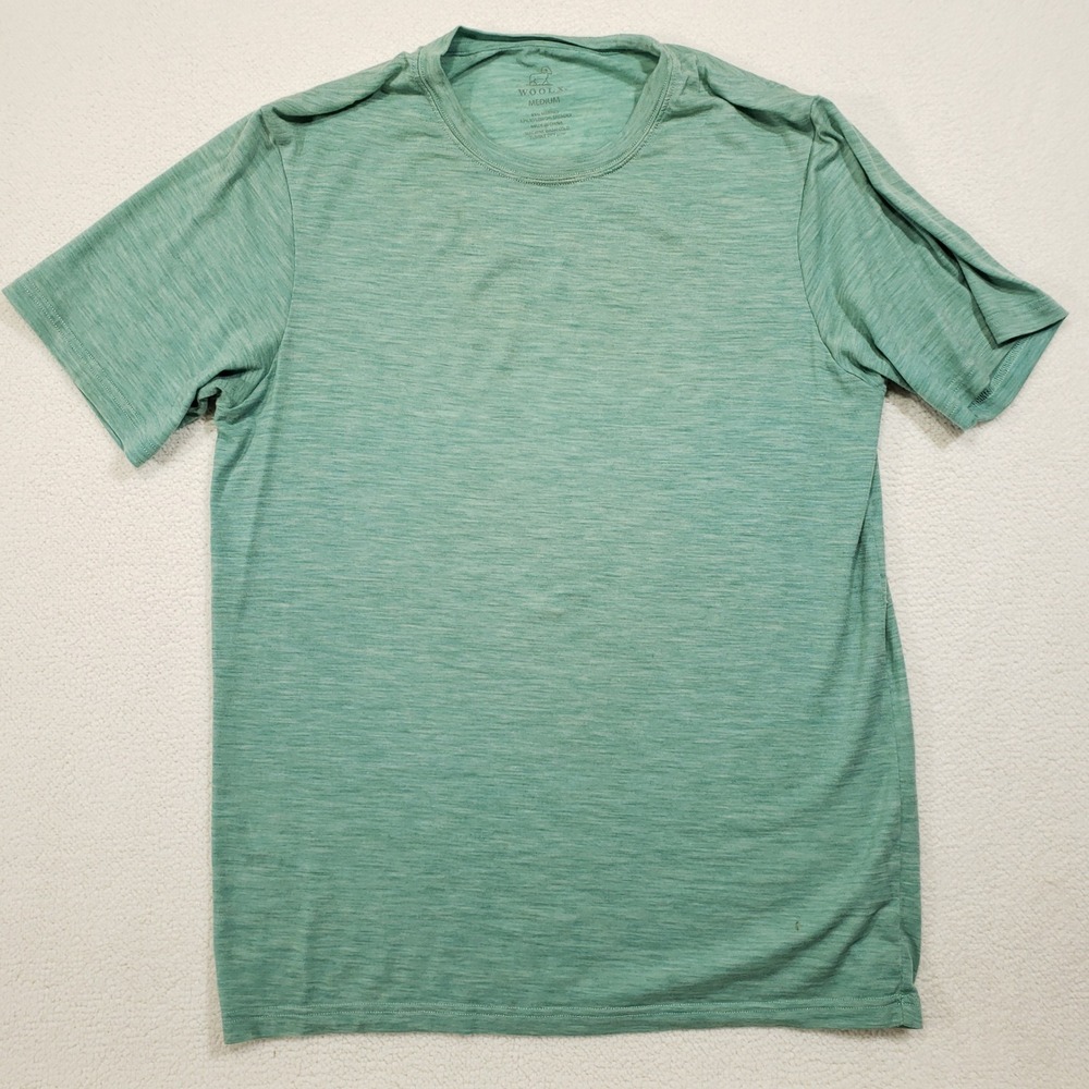 Woolx T-Shirt Mens Medium Green Merino Wool Blend Heathered Short Sleeve Wool-X
